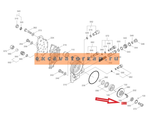 Подшипник 4143.303.074, 4143303074, 4143-303-074 насоса КПП экскаватора HYUNDAI R140W, R170W, R180w, R200W, R210W