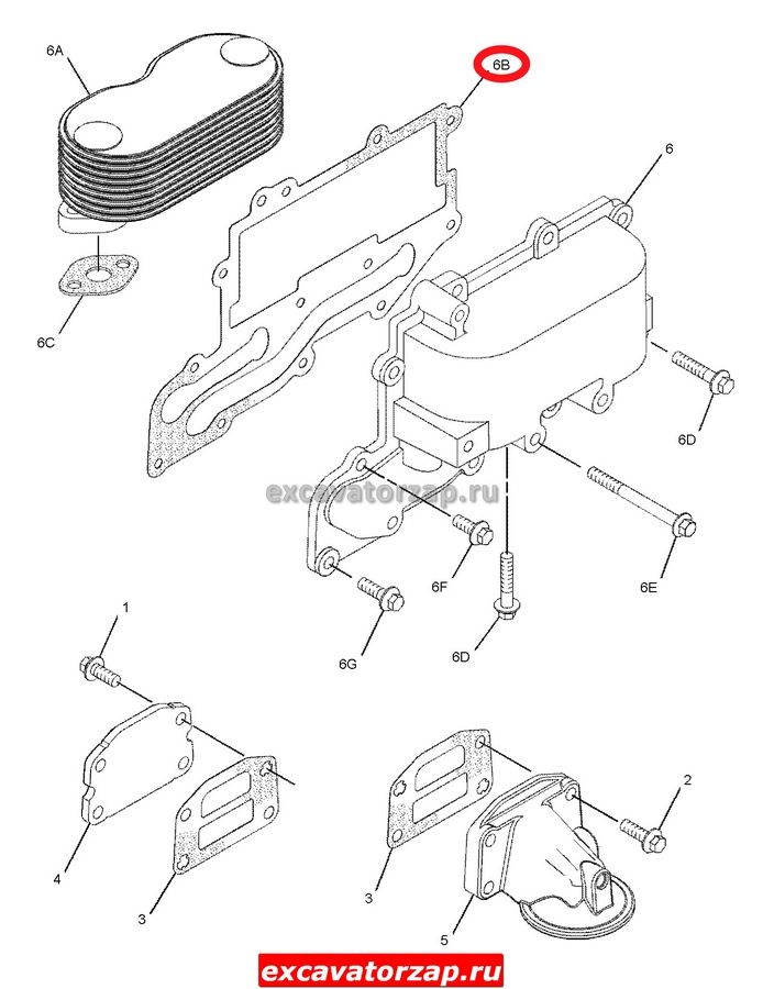 Прокладка маслоохладителя 272-2265, 2722265 экскаватора погрузчика CAT428, CAT432, CAT434 ...