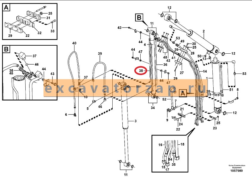 Трубопровод VOE16232535 экскаватора погрузчика VOLVO BL60, BL61, BL71