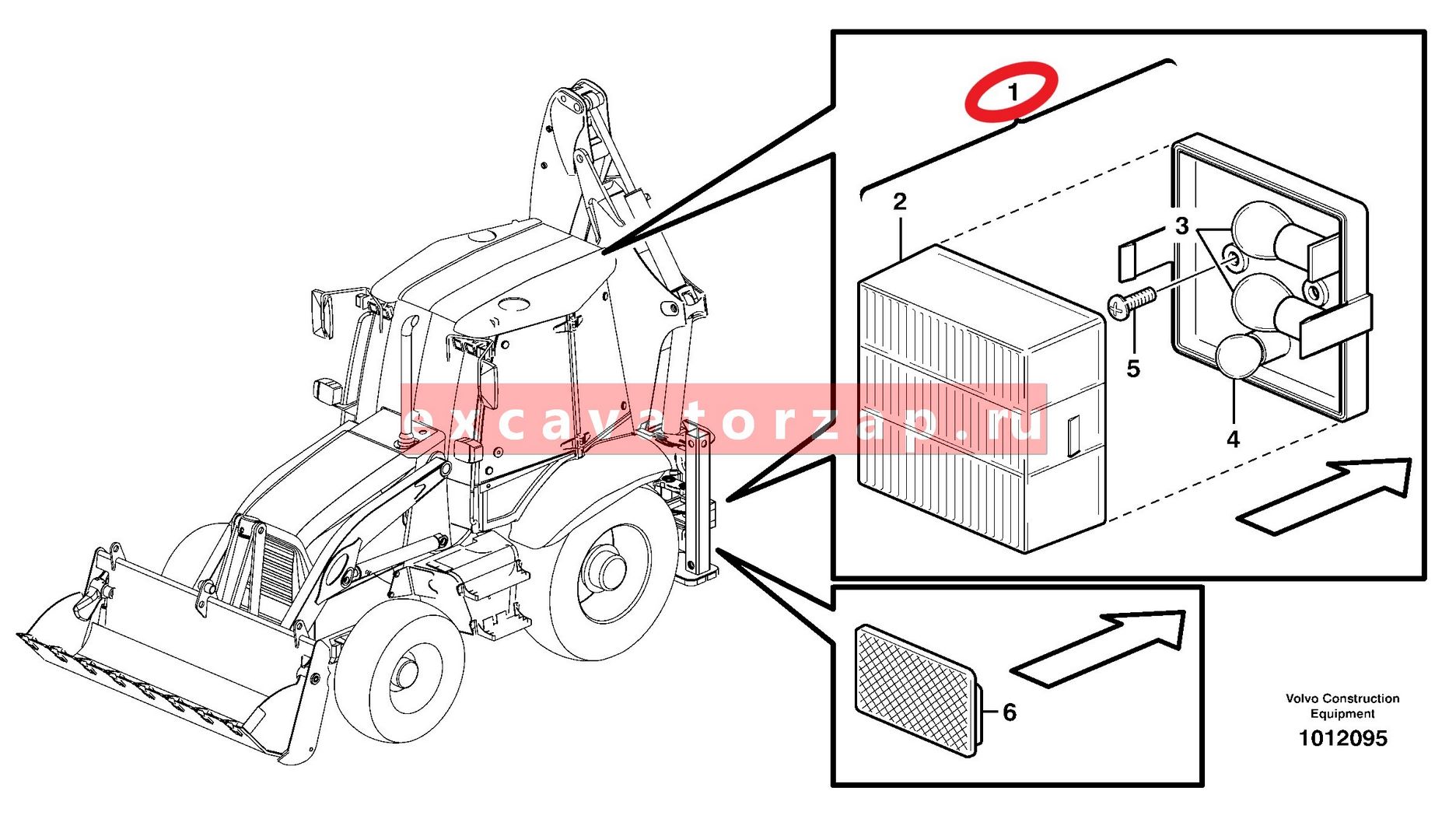 Фонарь 885111117 задний экскаватора погрузчика Komatsu WB93, WB95