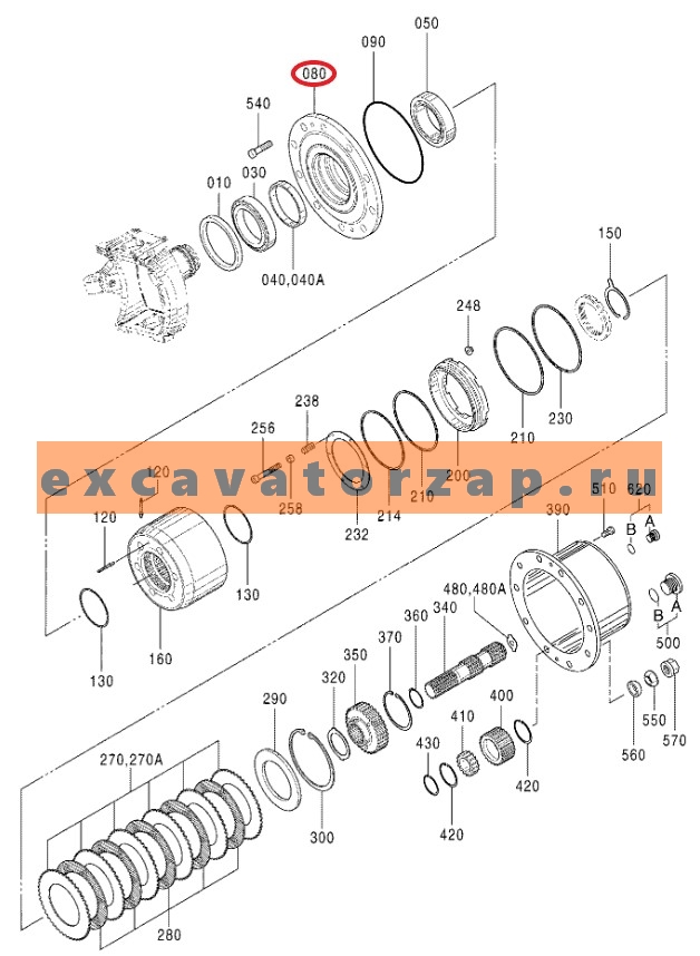 Ступица 0884516 (аналог, Китай) моста экскаватора HITACHI ZX160W, ZX160W-AMS