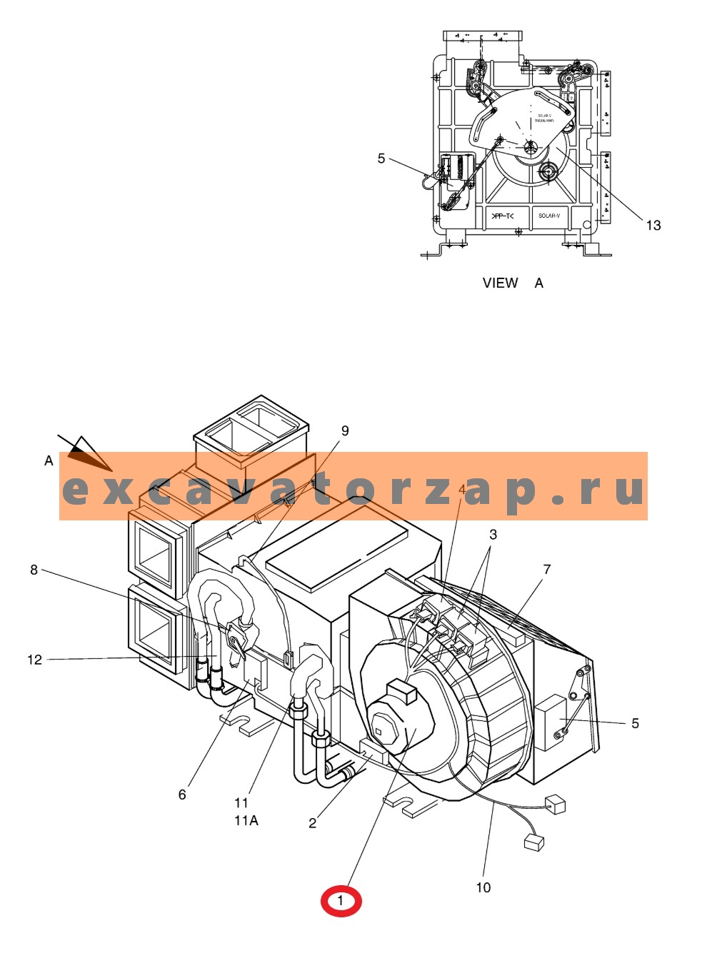 Мотор отопителя печки K1040112 экскаватора Doosan DX (Аналог)