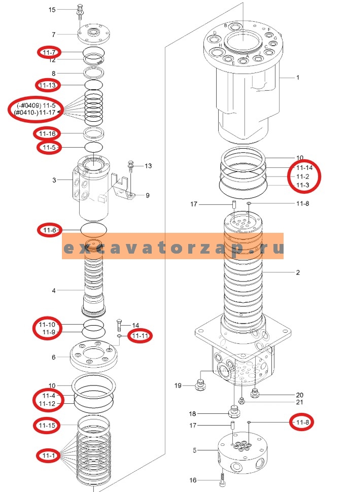Ремкомплект 31N4-40952 центрального коллектора экскаватора HYUNDAI R140W9S, R170W9S, R180W9S