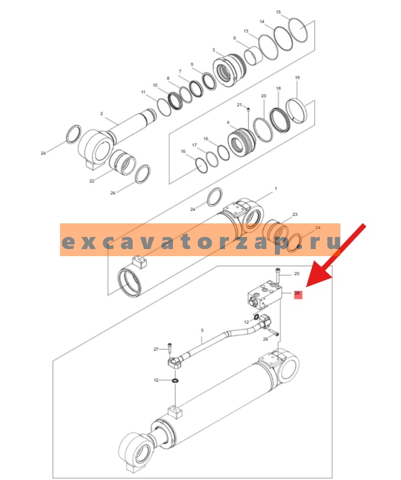 Гидрозамок XKCC-01101 правый гидроцилиндра аутригера экскаватора HYUNDAI HW140, R140W9, R140W9A, R140W9S