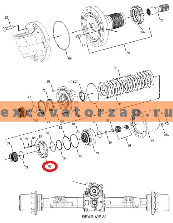 Поршень K9001536 моста экскаватора Doosan