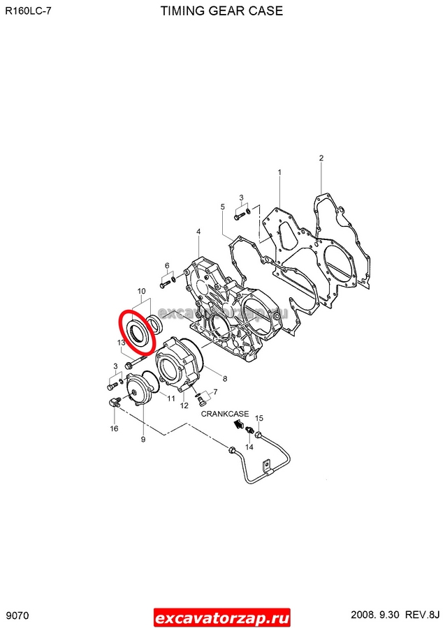 Сальник коленвала передний (БЕЗ ВТУЛКИ   ) XCCK-01925 экскаватора Hyundai R180W-9S