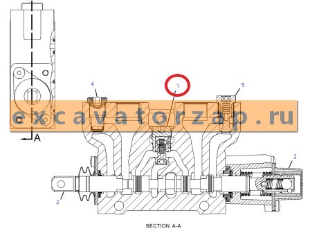 Клапан давления 350-8841, 3508841 секции гидрораспределителя экскаватора погрузчика CAT 428, CAT432, CAT434, CAT444