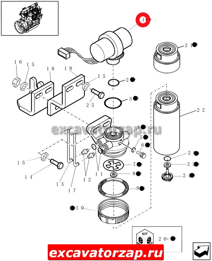 Насос подкачки топлива 84271407 экскаватора погрузчика New Holland B90, B100, B110, B115