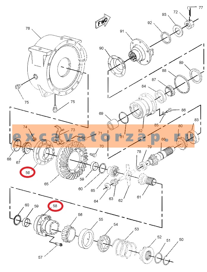 Корпус 9R-2480, 9R2480 дифференциала в сборе экскаватора погрузчика CAT428D